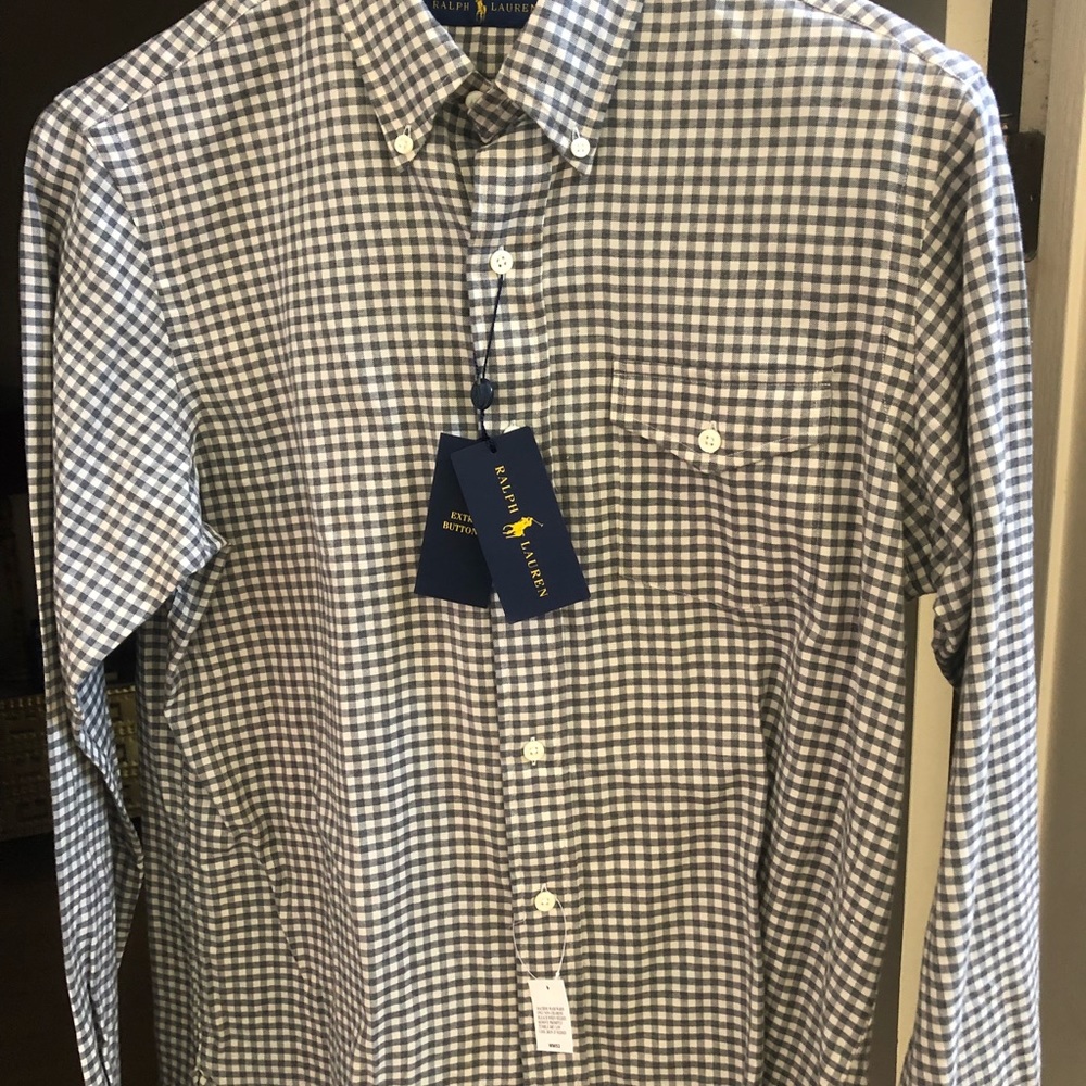 Polo by Ralph Lauren Button Down M Grey Checkered
